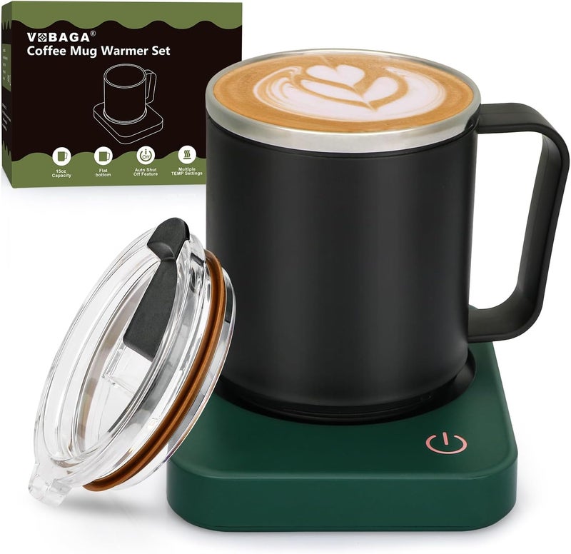 Vobaga Coffee Mug Warmer Set with Auto Shut Off, 15 oz Coffee Mug Gift Set & 3 Temperature Settings Home Office Desk Accessories - Image 1
